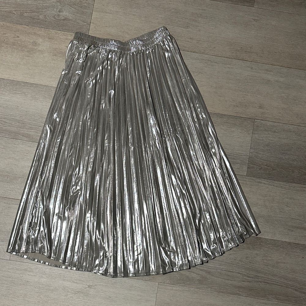 Metallic Silver A-Line Skirt